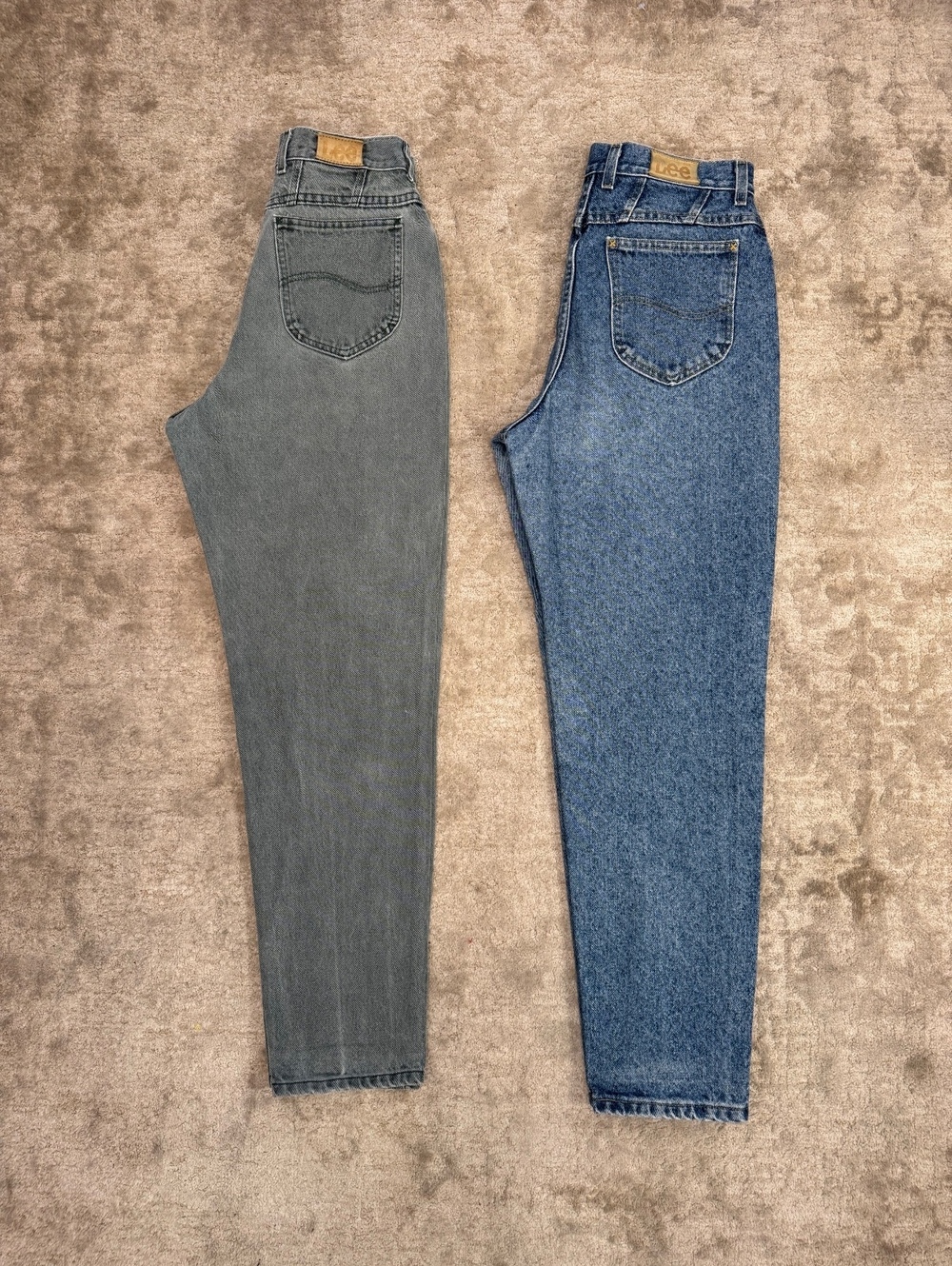 Lot 2 Vintage Lee Jeans Womens 12 MED Made USA High Rise Mom Denim Blue Gray